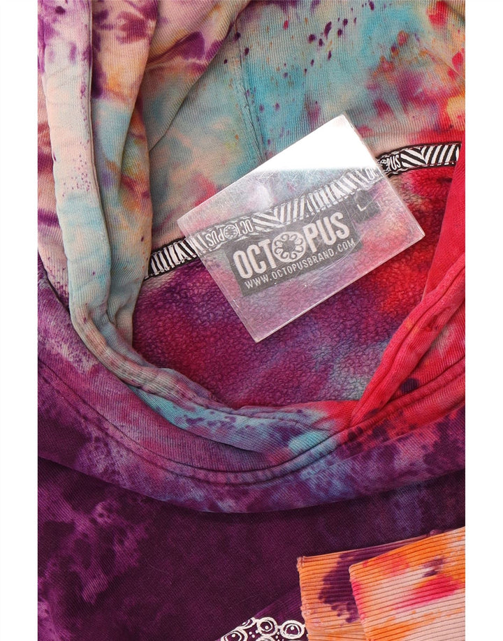 Polvo masculino gráfico moletom com capuz grande tie-dye multicolorido