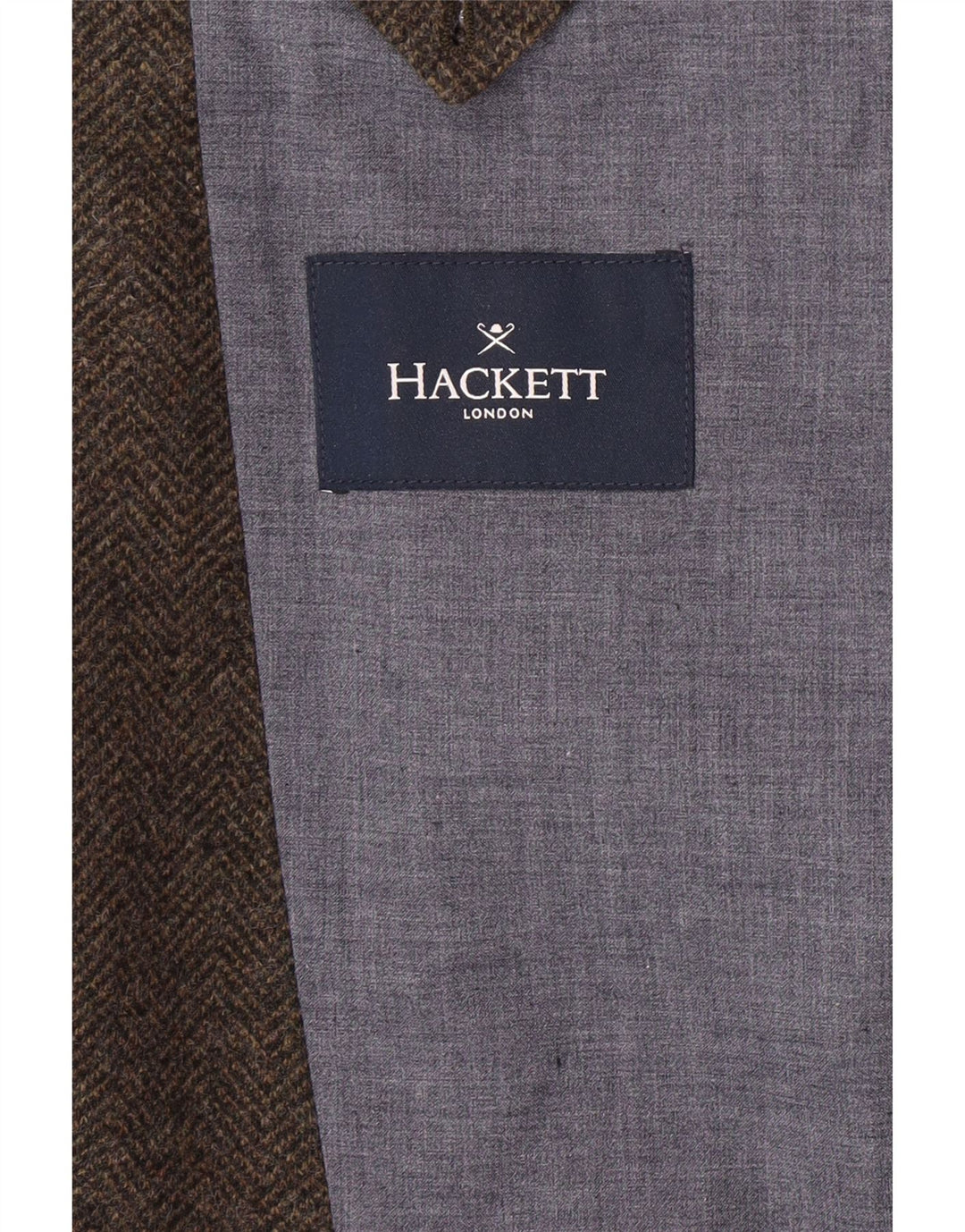 Jaqueta blazer masculina HACKETT com 3 botões UK 44 XL marrom espinha de peixe