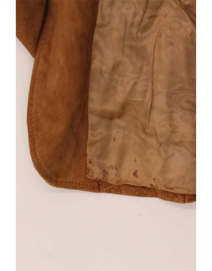 Jaqueta blazer feminina de camurça com 2 botões Anfor IT 52 2XL couro bege