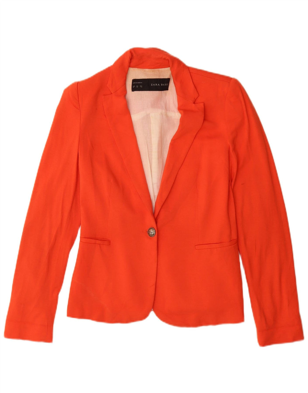 Jaqueta blazer feminina Zara com 1 botão Reino Unido 6 XS laranja