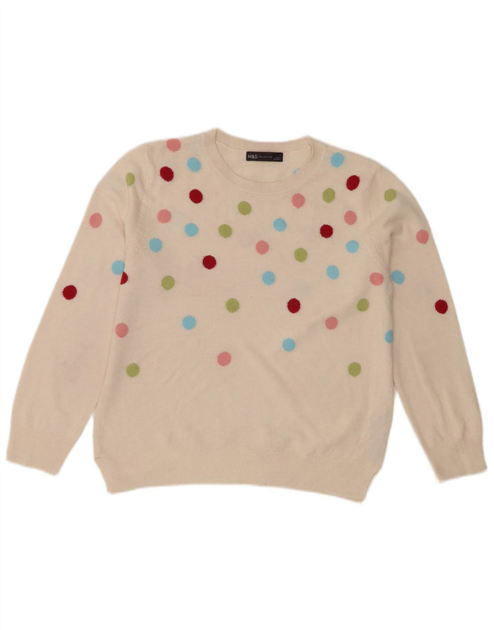 Suéter feminino Marks & Spencer com gola redonda UK 12 médio off white