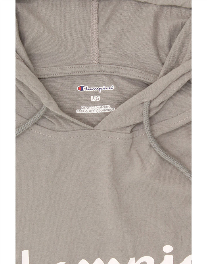 CHAMPION Mens Graphic Hoodie Jumper Large Grey Cotton Vintage Champion and Second-Hand Champion from Messina Hembry 