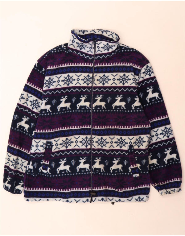 Jaqueta de lã gráfica masculina vintage UK 42 XL algodão listrado roxo