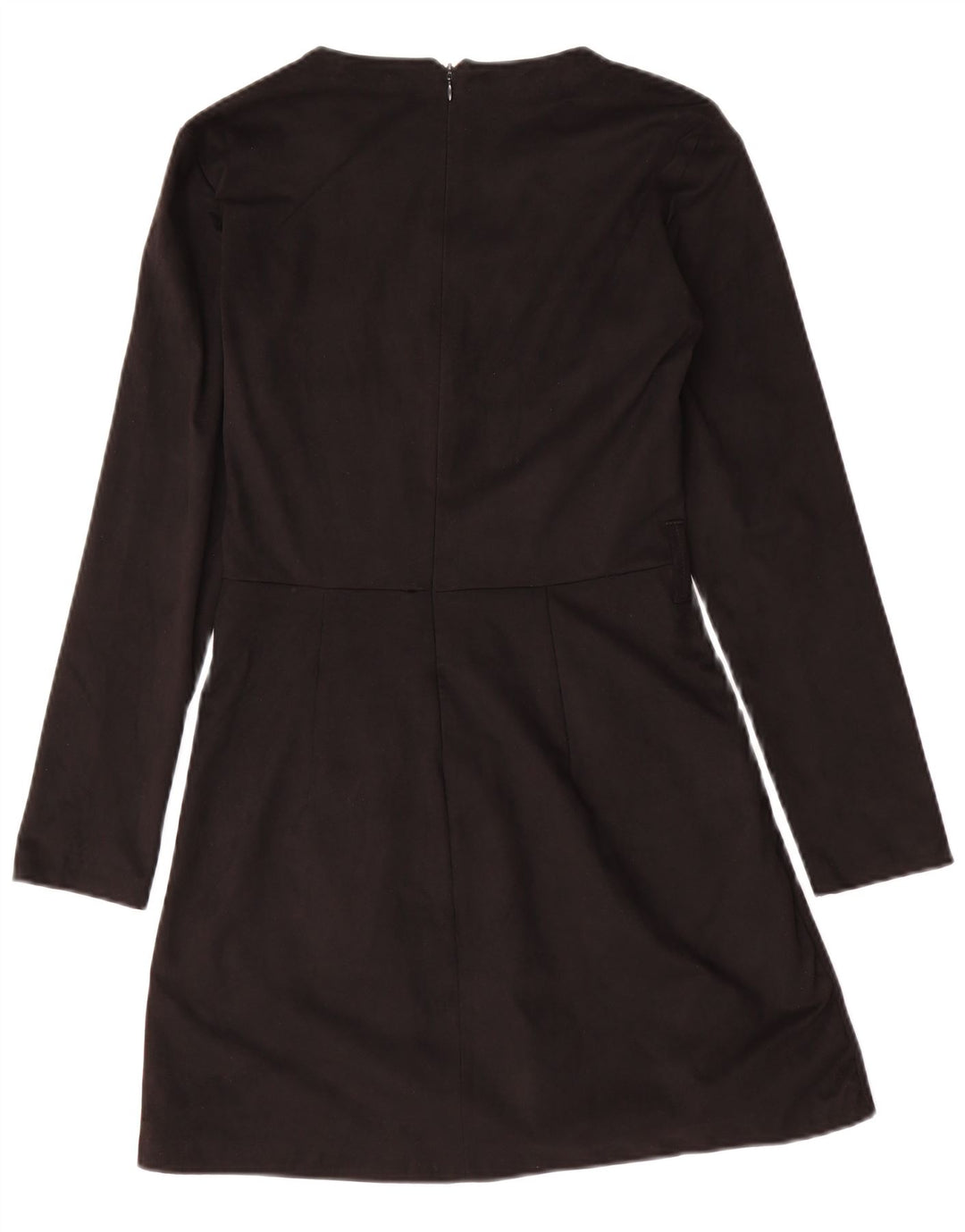 Vestido feminino Zara manga comprida evasê Reino Unido 12 médio preto poliéster