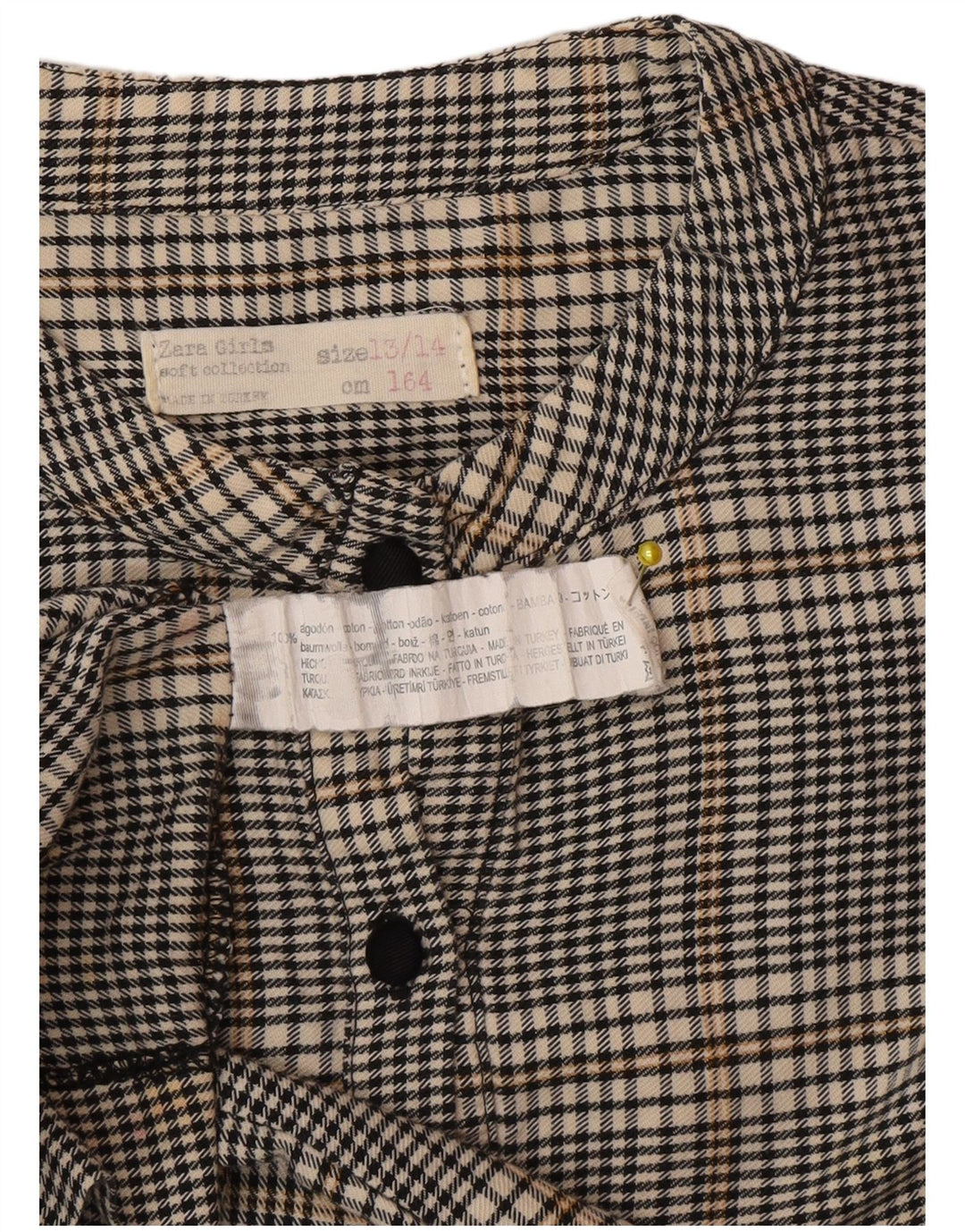 Zara Meninas Pulôver Camisa Vestido 13-14 Anos Cinza Algodão Gingham