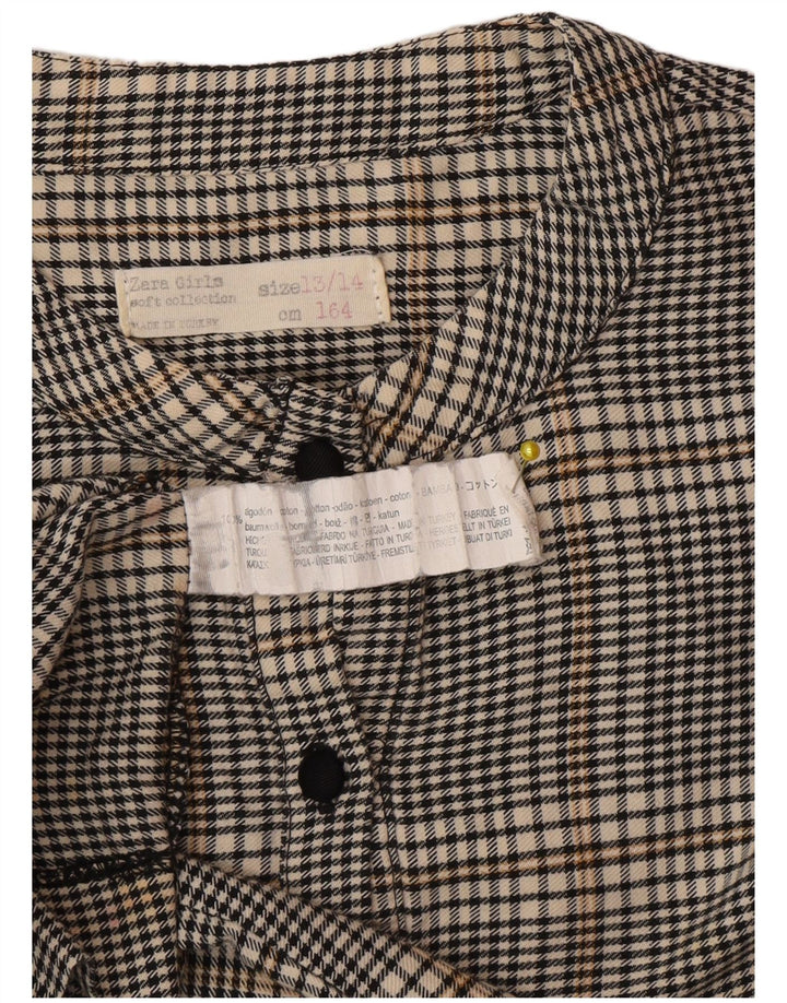 Zara Meninas Pulôver Camisa Vestido 13-14 Anos Cinza Algodão Gingham