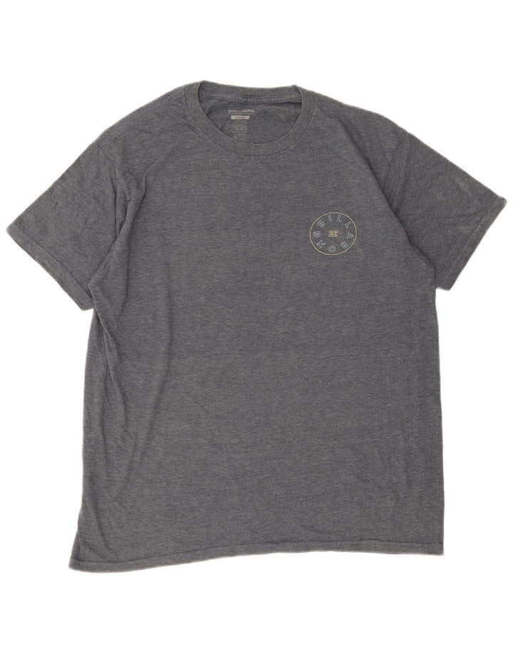 Camiseta masculina gráfica Billabong grande algodão manchado cinza
