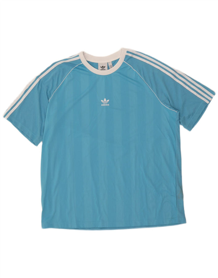 Camiseta masculina Adidas Top 2XL poliéster listrado azul