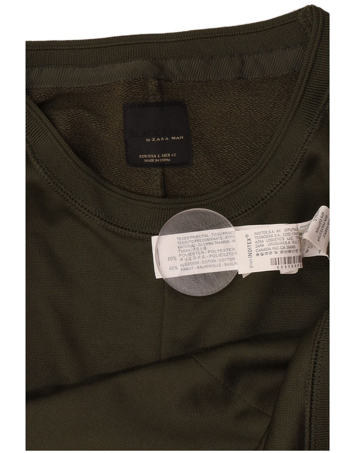 Zara Moletom Masculino Jumper Grande Poliéster Cáqui