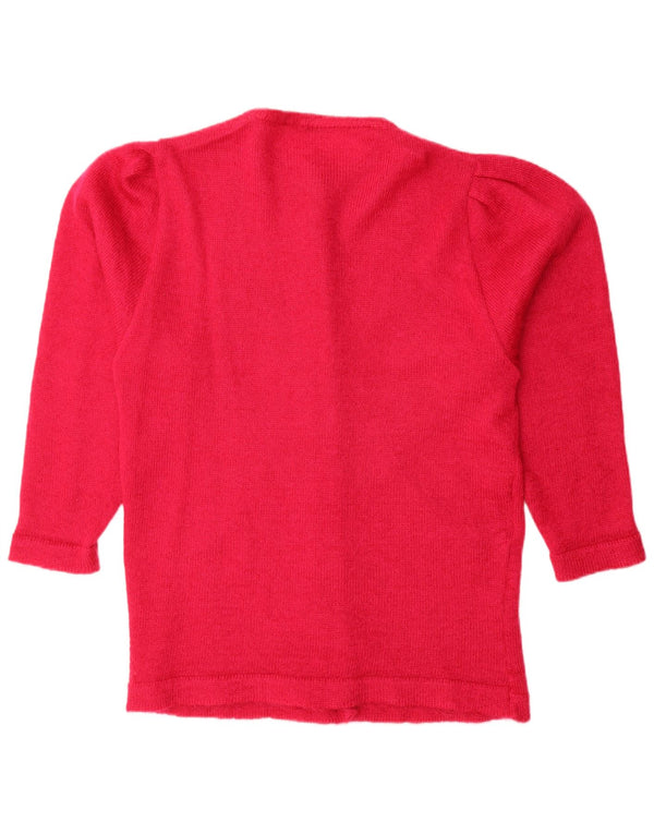 Suéter Cardigan Feminino Vintage UK 18 XL Rosa Floral