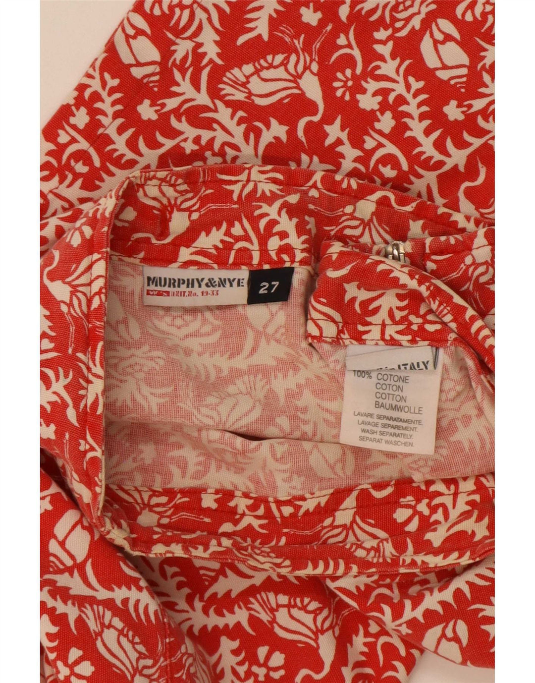 Minissaia feminina Murphy & Nye W27 pequena de algodão floral vermelho