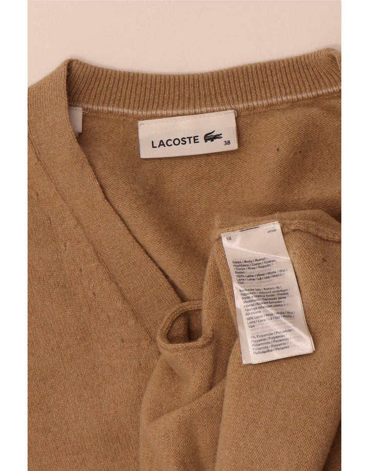 Suéter cardigã feminino Lacoste tamanho 38 lã bege médio