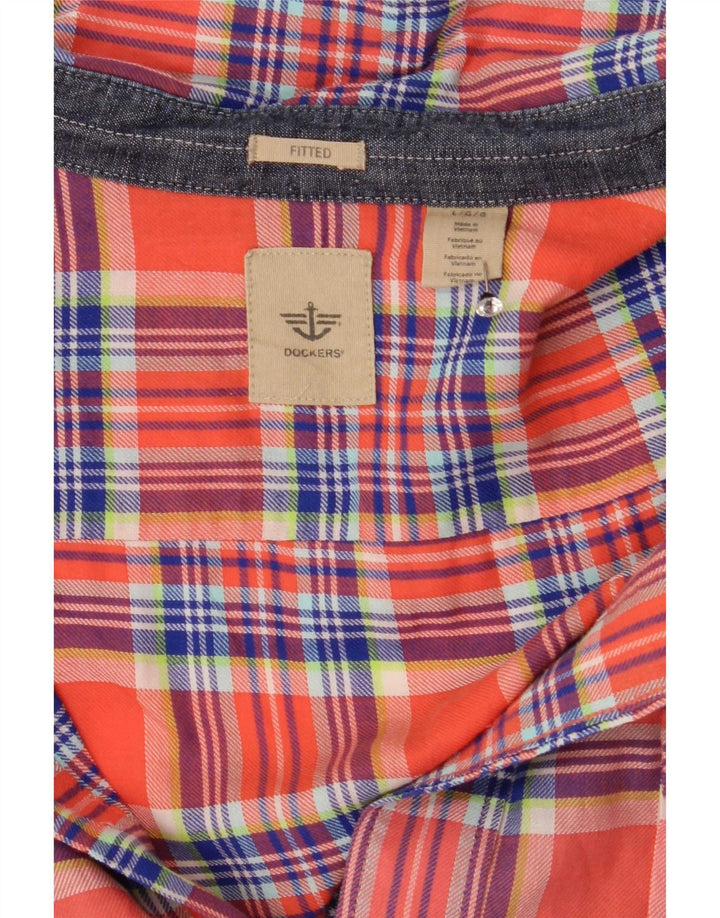 Camisa masculina Dockers de flanela grande xadrez laranja