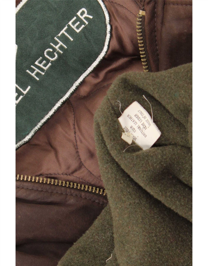 Jaqueta corta-vento masculina de couro Daniel Hechter IT 52 XL marrom