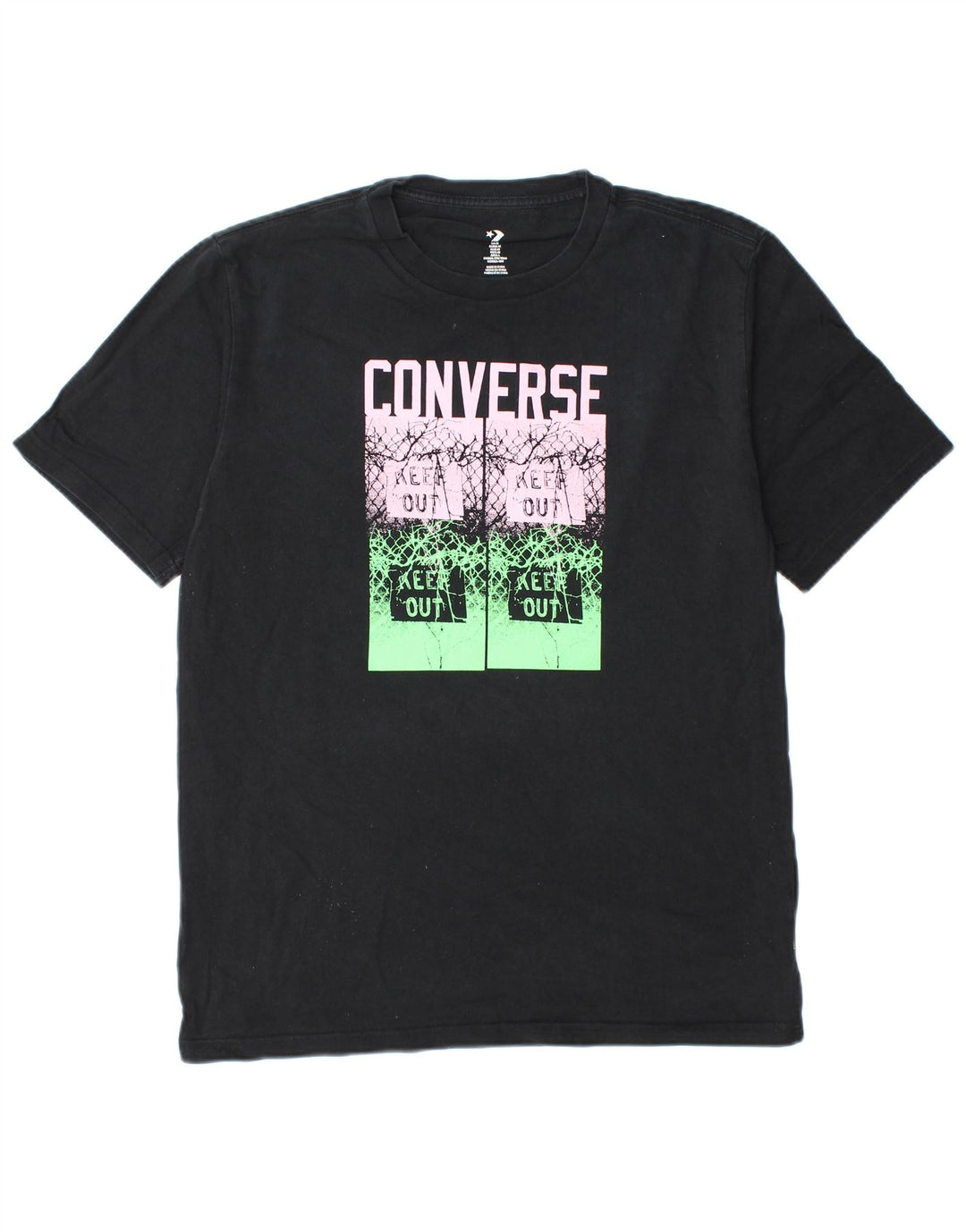 Converse Mens Graphic T-Shirt Top Médio Algodão Preto