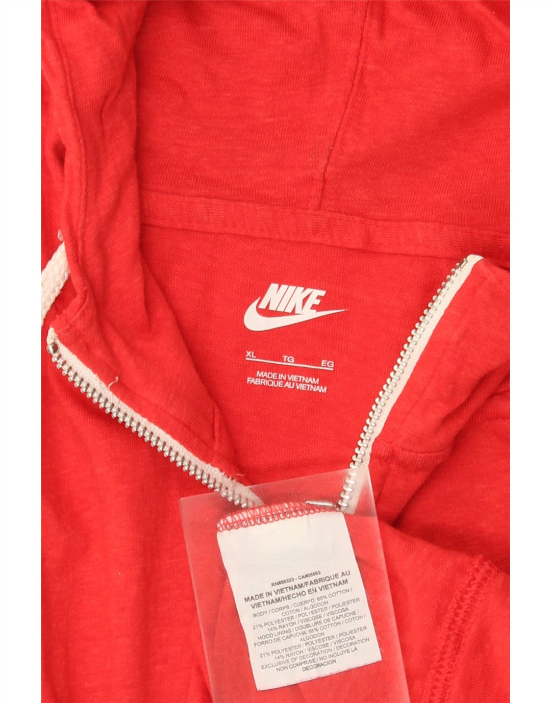 Suéter feminino Nike com capuz e zíper UK 18 XL vermelho algodão