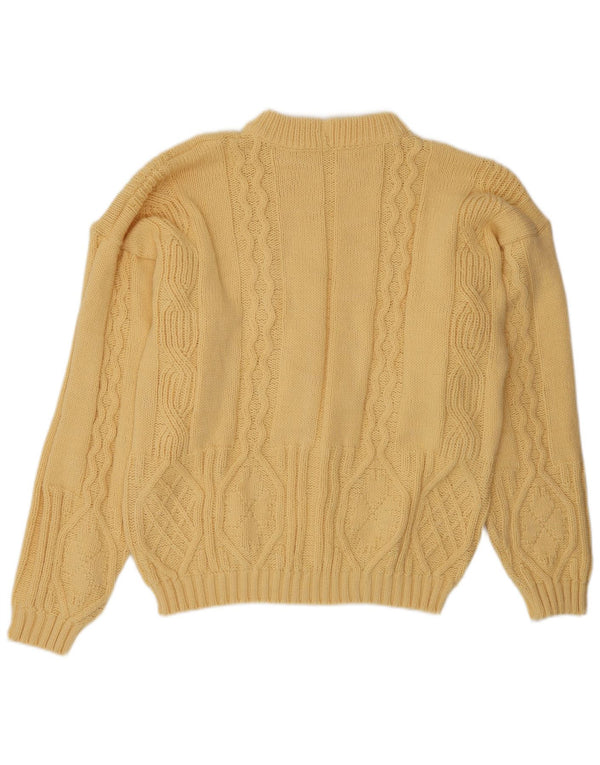 Suéter vintage masculino com gola redonda grande amarelo