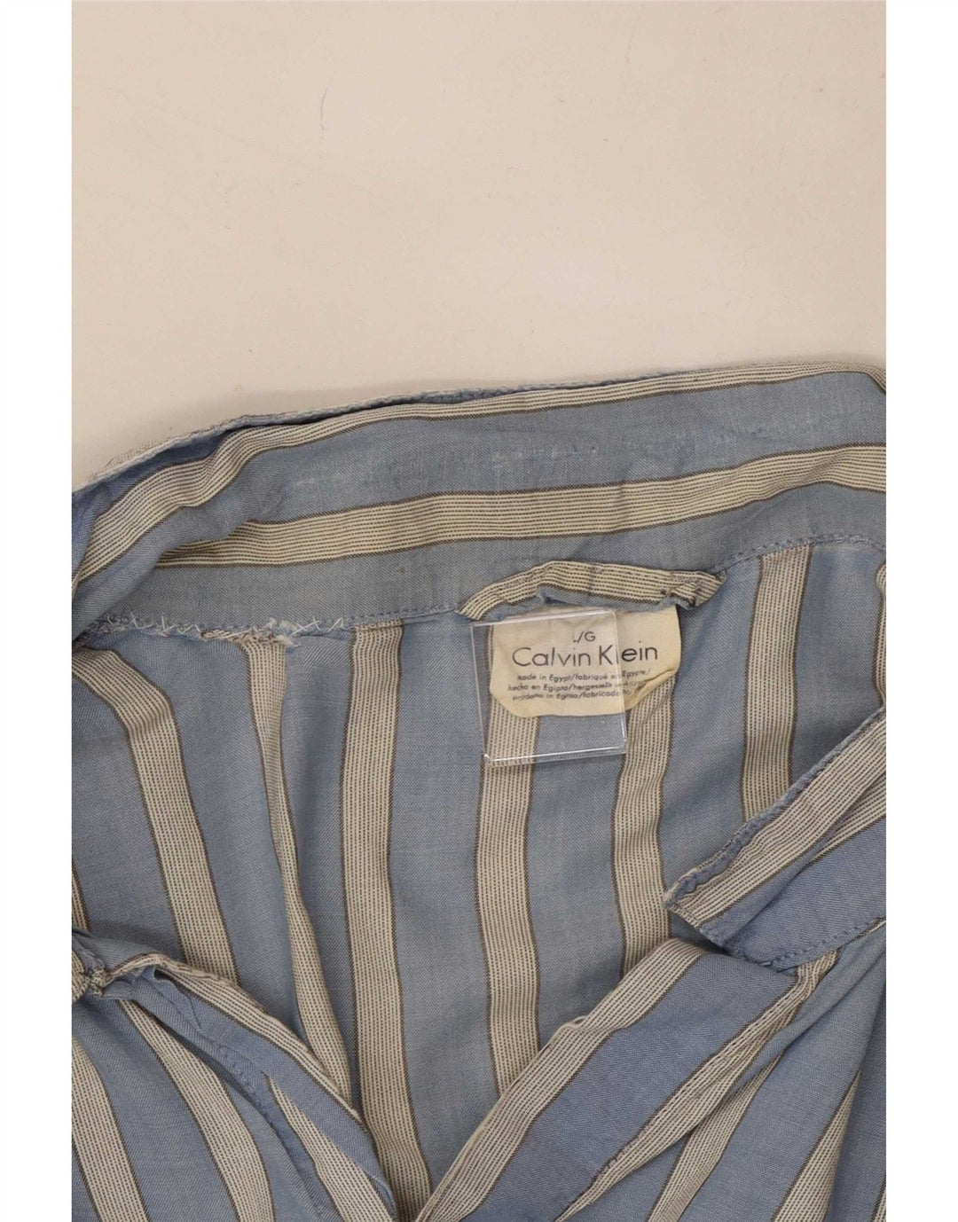 Camisa pulôver masculina de manga curta Calvin Klein grande algodão listrado azul