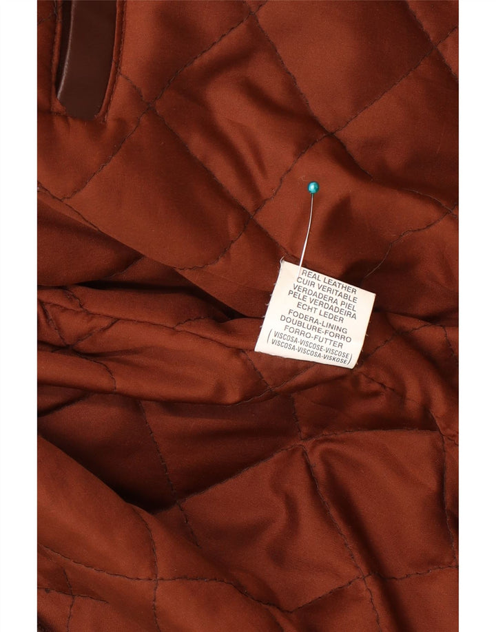 Jaqueta blazer masculina de couro com 3 botões Conbipel Reino Unido 40 couro marrom grande