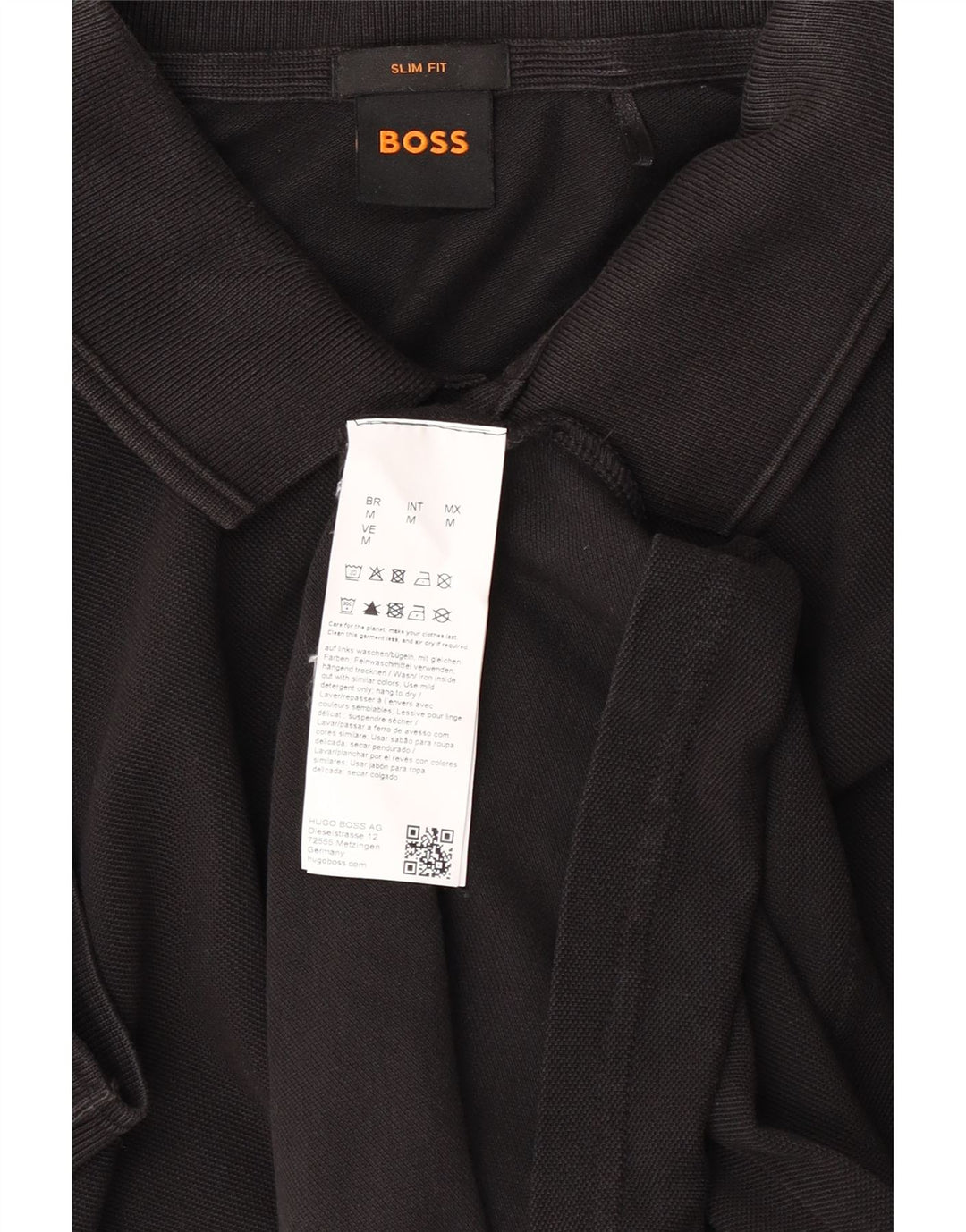 Camisa polo masculina Slim Fit HUGO BOSS de algodão preto médio