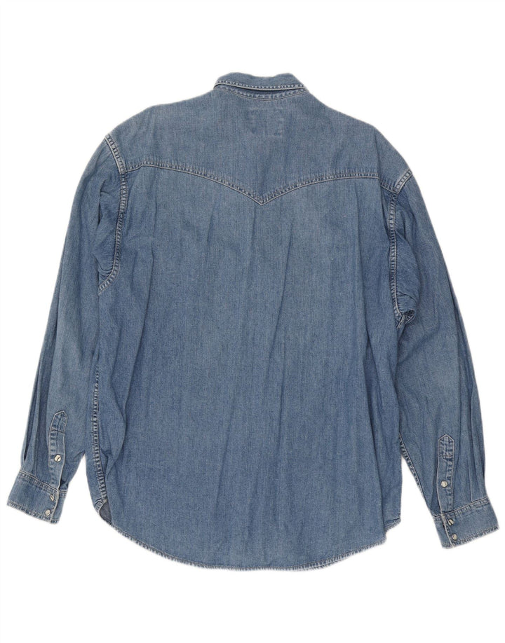 Camisa jeans Wrangler masculina ocidental grande azul