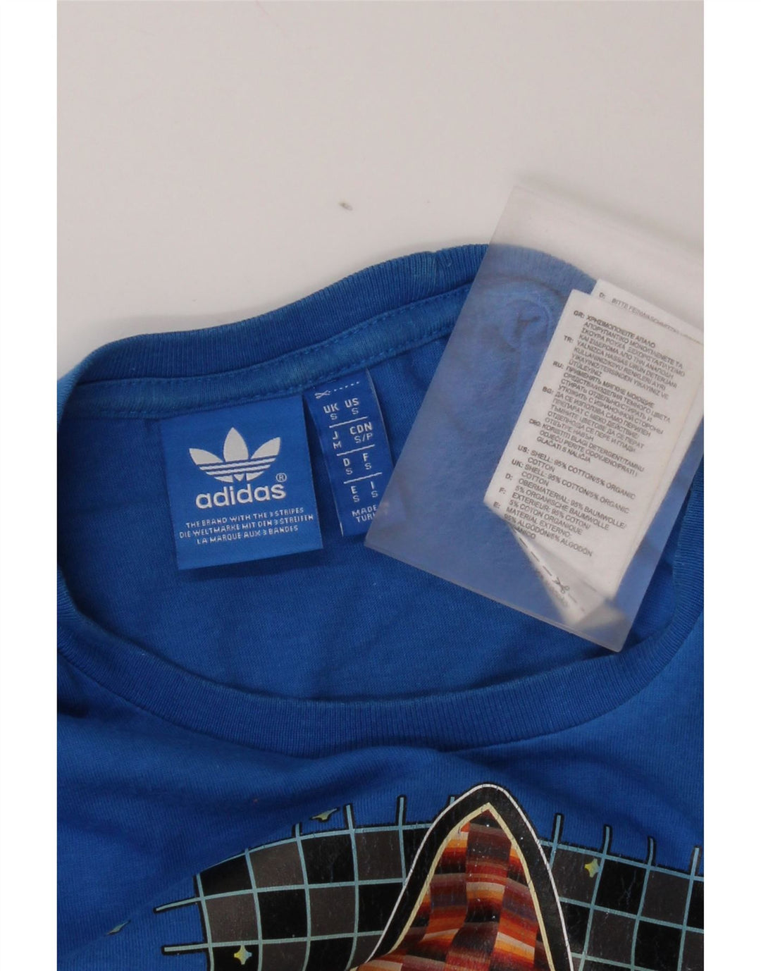Camiseta Adidas Masculina Graphic Top Pequeno Algodão Azul