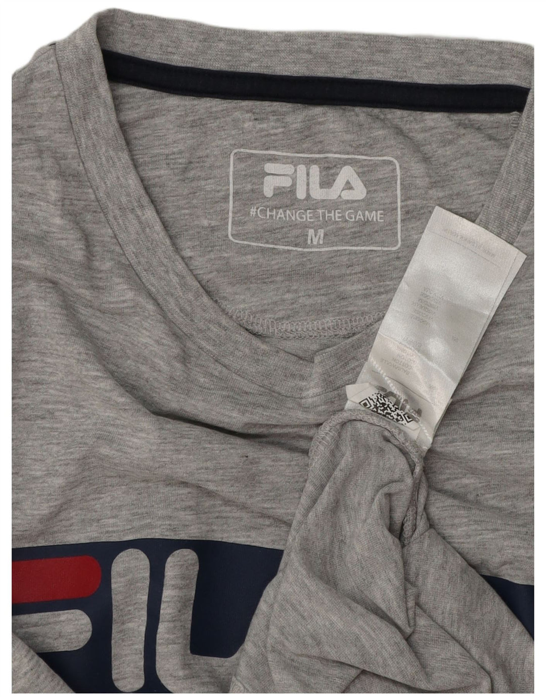 Fila Camiseta masculina gráfica Top algodão manchado cinza médio