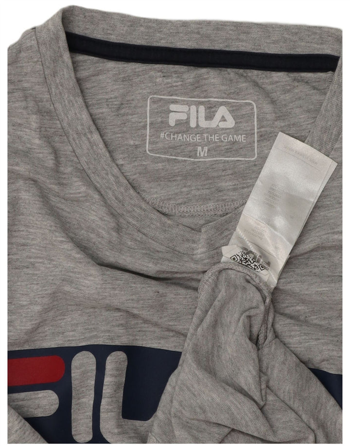 Fila Camiseta masculina gráfica Top algodão manchado cinza médio