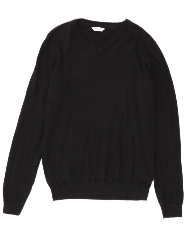 Suéter Marks & Spencer Boys com decote em V 15-16 anos algodão preto