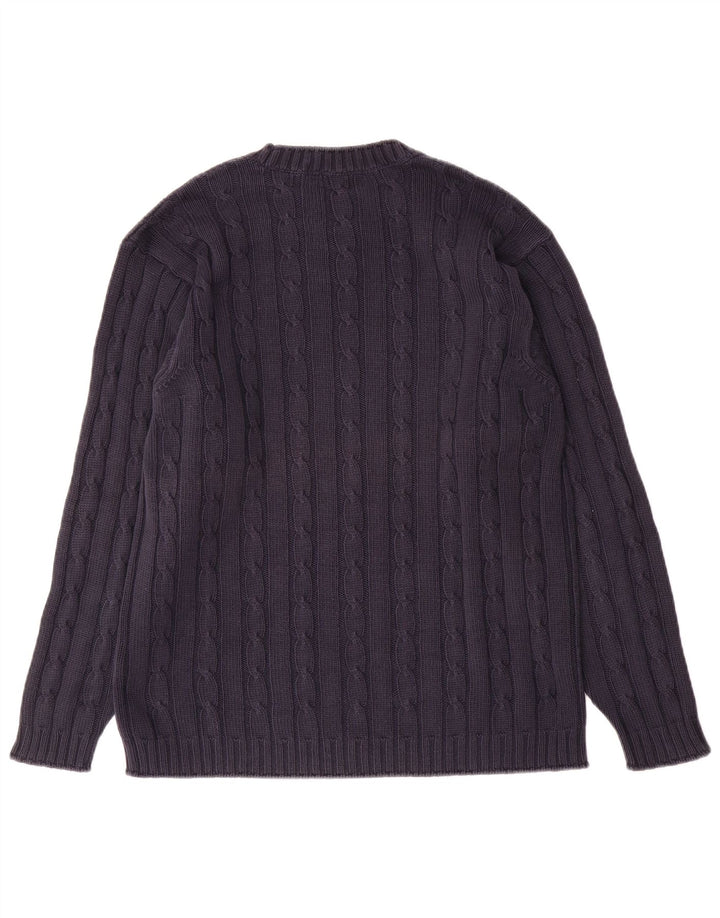 Suéter masculino Marks & Spencer com gola canoa pequeno algodão azul marinho