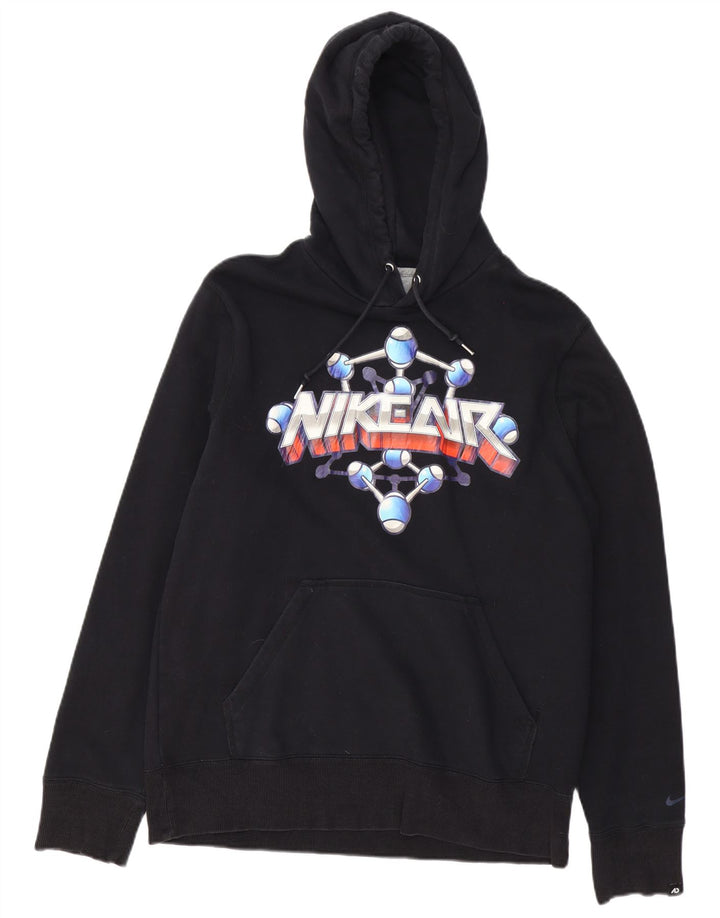 Nike masculino gráfico moletom com capuz médio algodão preto
