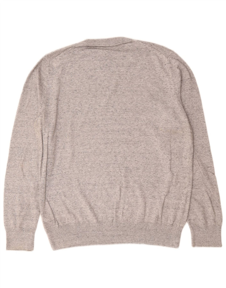 Suéter masculino Marks & Spencer com gola redonda e algodão manchado cinza médio