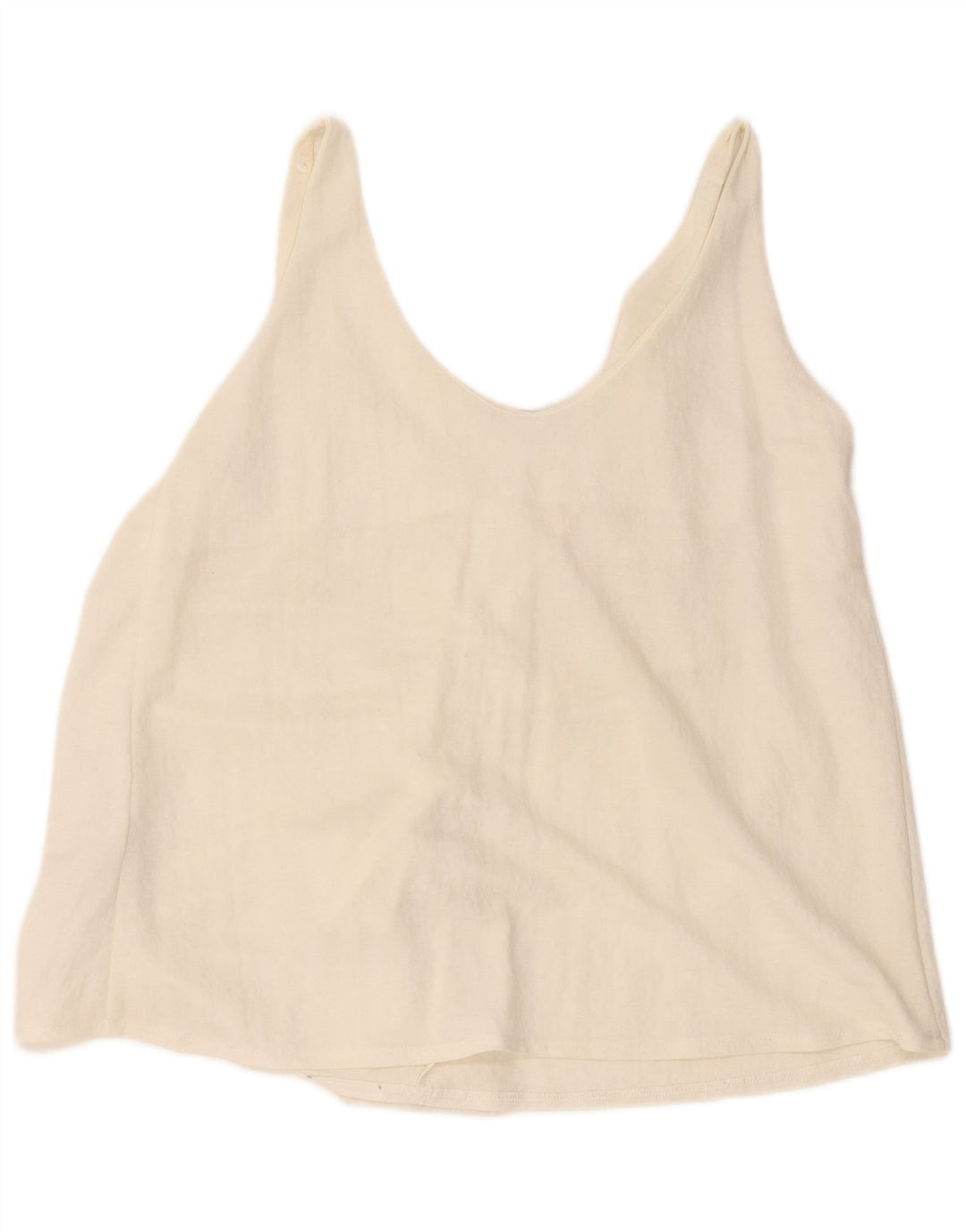 Zara Top curto sem mangas feminino UK 12 médio off white viscose