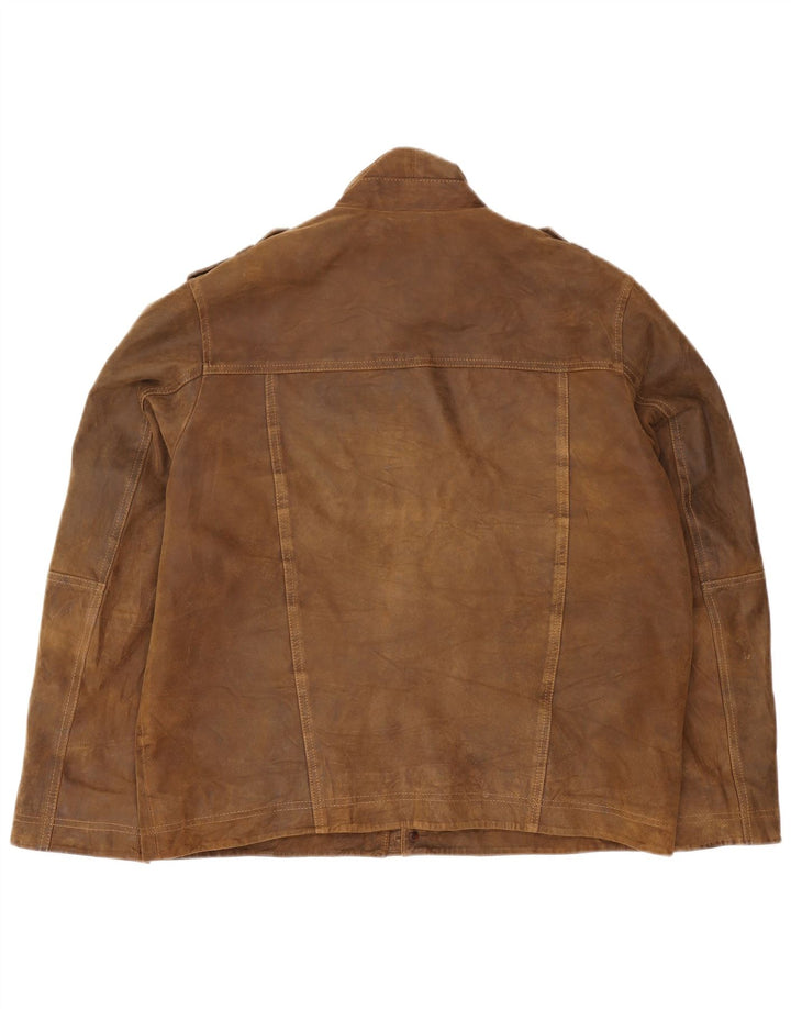 Jaqueta masculina de camurça militar Engbers IT 52 XL couro marrom