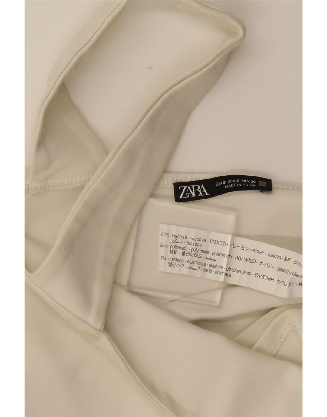 Zara Womens Crop Top UK 8 Pequeno Viscose Branca