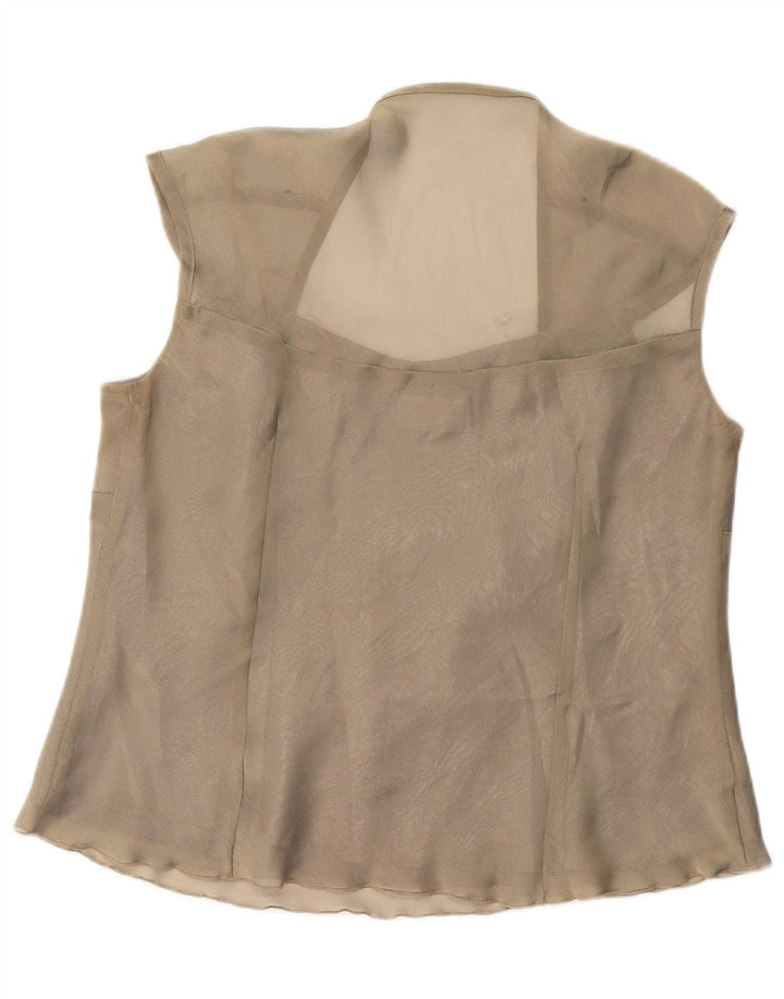 Blusa feminina sem mangas JOHN BENTLEY Reino Unido 16 grande poliéster verde