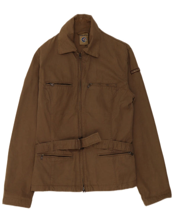 Jaqueta utilitária geográfica feminina Napapijri UK 18 XL algodão cáqui
