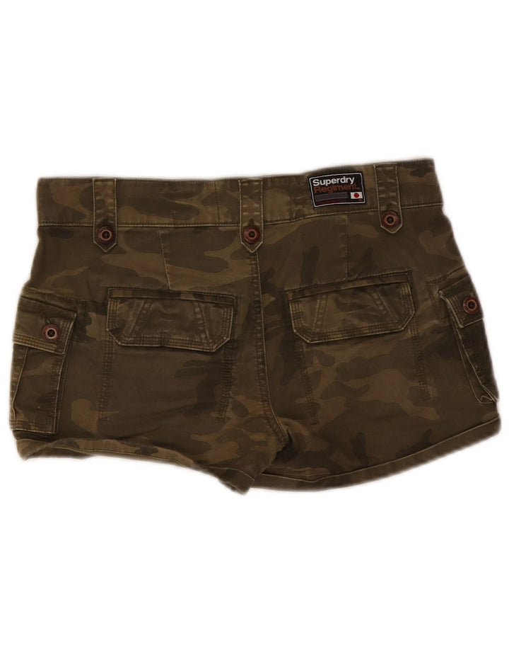 Shorts cargo feminino Superdry pequeno W30 cáqui camuflado algodão