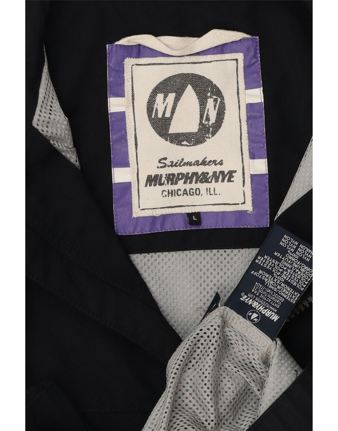 Jaqueta bomber masculina Murphy & Nye Reino Unido 40 grande poliéster azul marinho