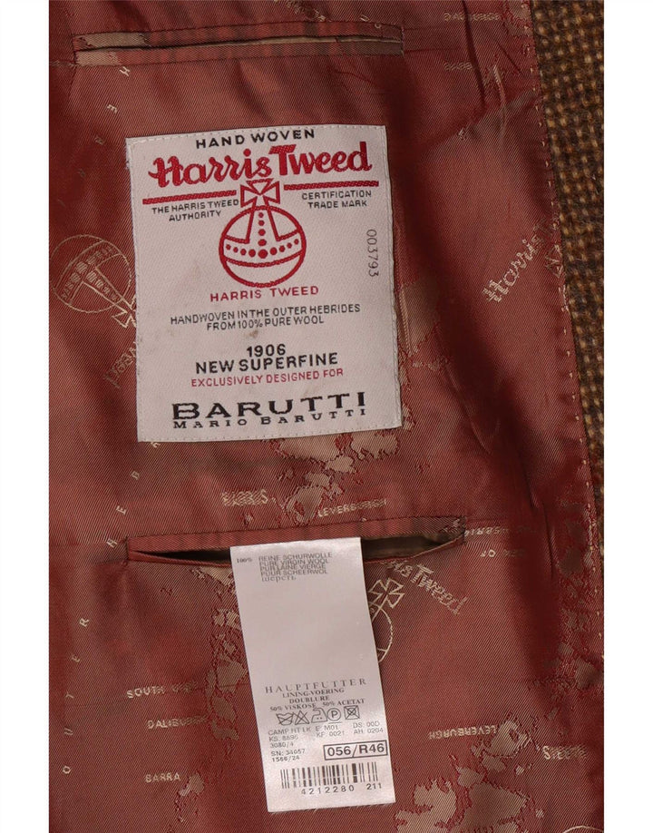 Jaqueta blazer masculina de 2 botões Harris Tweed Reino Unido 46 3XL lã virgem marrom