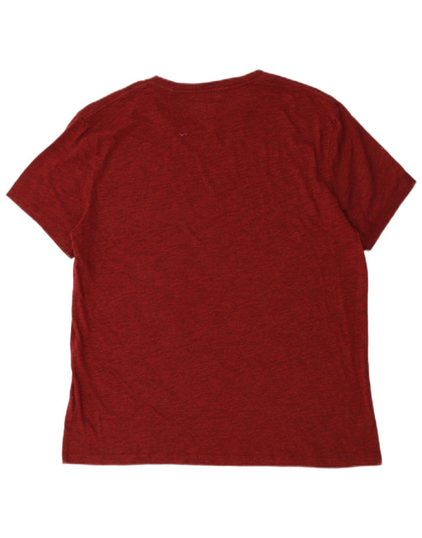 Camiseta gráfica masculina Jack Wills Top XL algodão manchado Borgonha