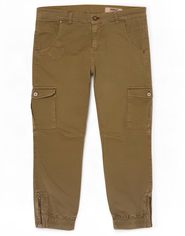 Displaj Mens Tapered Joggers Cargo Calças W34 L27 Algodão cáqui