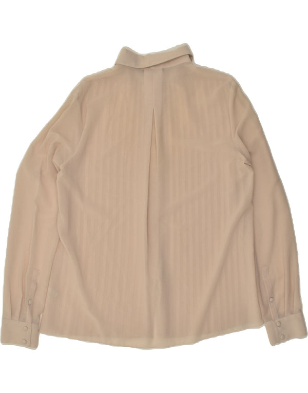PINKO Blusa feminina oversized transparente Reino Unido 10 pequena bege
