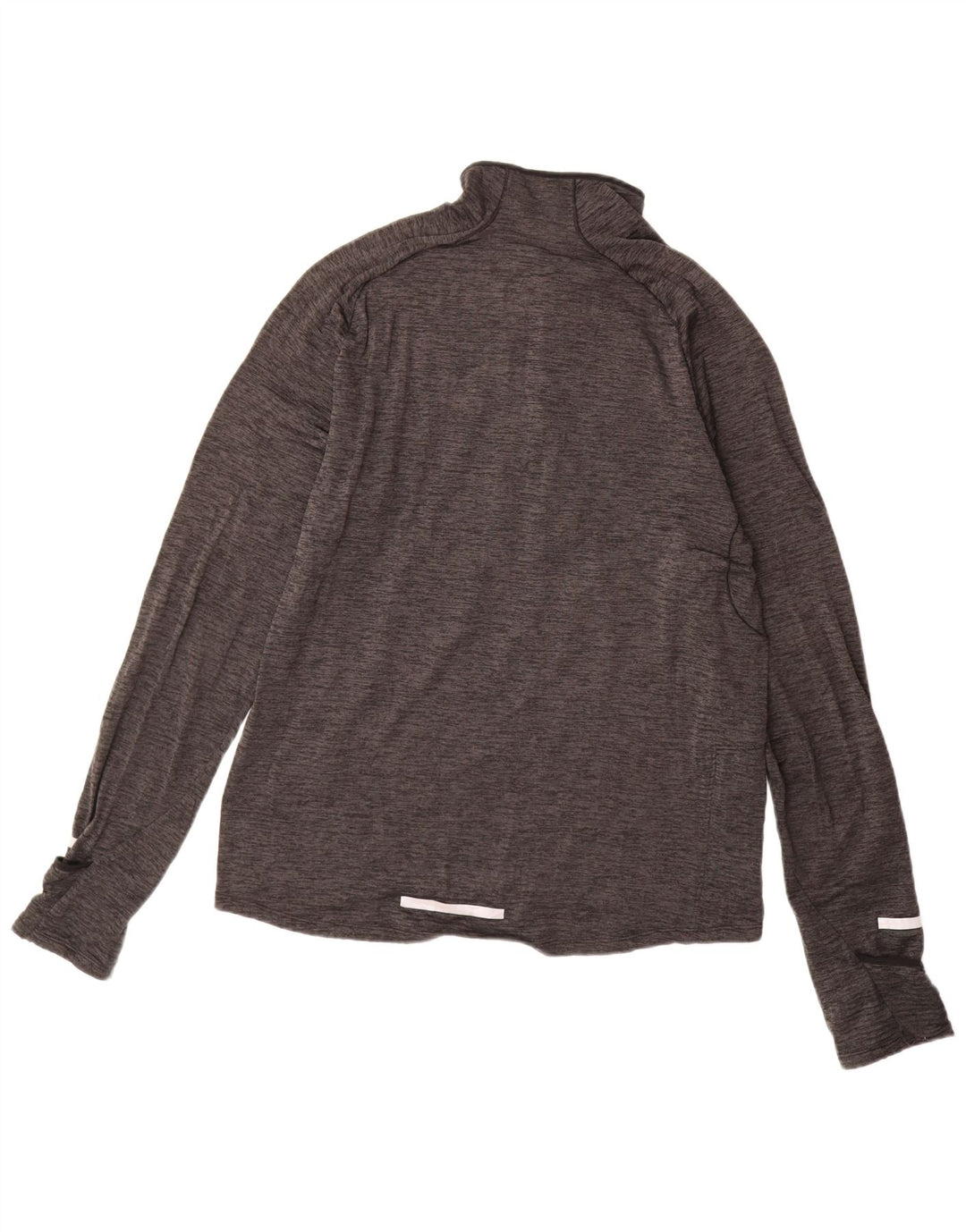 NIKE Mens Dri Fit Zip Neck Pullover Treino Top Cinza Médio Flecked