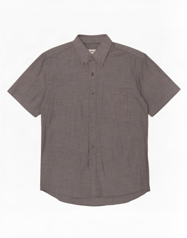 Lacoste Camisa masculina de manga curta tamanho 42 grande algodão cinza
