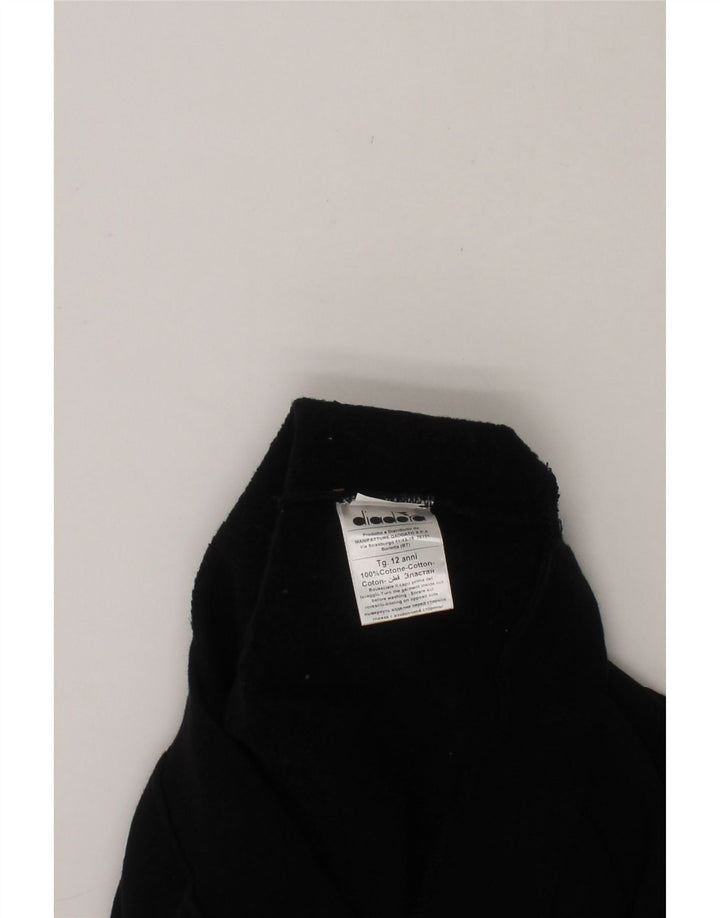 DIADORA Girls Graphic Sweatshirt Jumper 11-12 Years Black Cotton Vintage Diadora and Second-Hand Diadora from Messina Hembry 