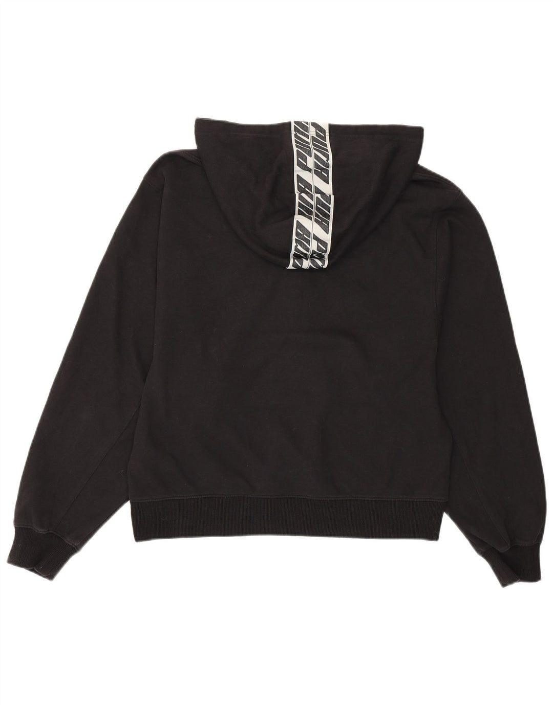 PUMA feminino gráfico moletom com capuz UK 16 grande algodão preto