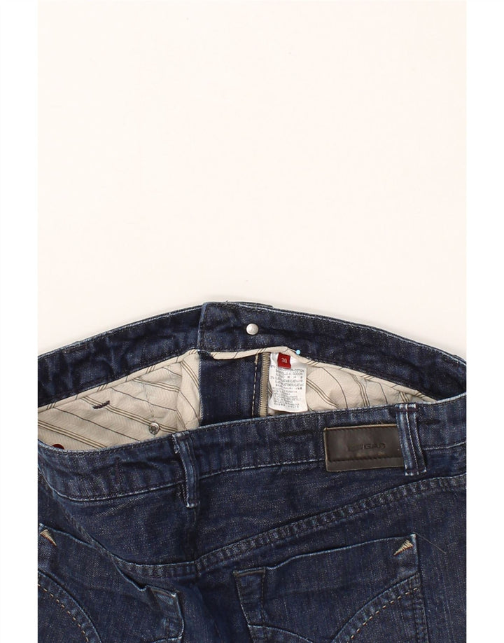 Saia jeans feminina GAS W30 algodão azul marinho médio