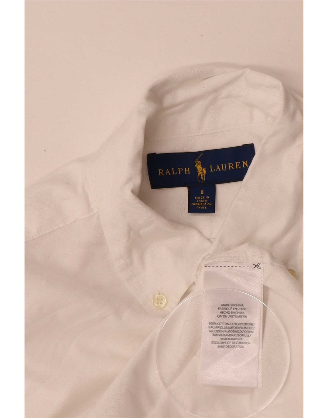 Camisa masculina Ralph Lauren 7-8 anos algodão branco