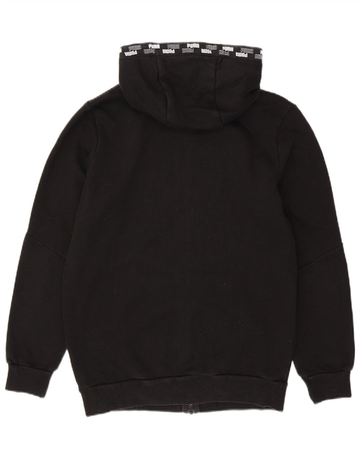 Suéter masculino Puma com capuz e zíper gráfico pequeno algodão preto